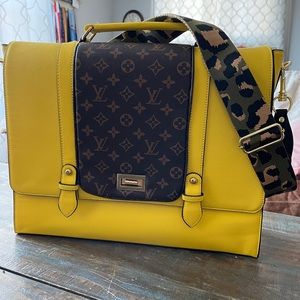 Laptop bag with Louis Vuitton front added.